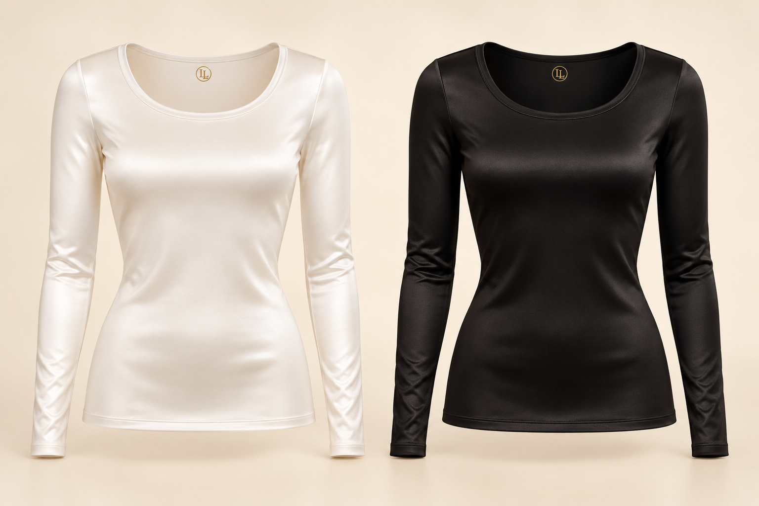 Long-Sleeve Satin-Stretch Shirts